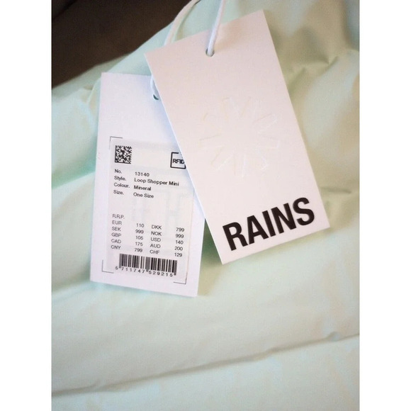 Rains Tote Puffer Bag Loop Shopper Mini Mint Green MSRP $140 NWT Waterproof - Picture 8 of 12
